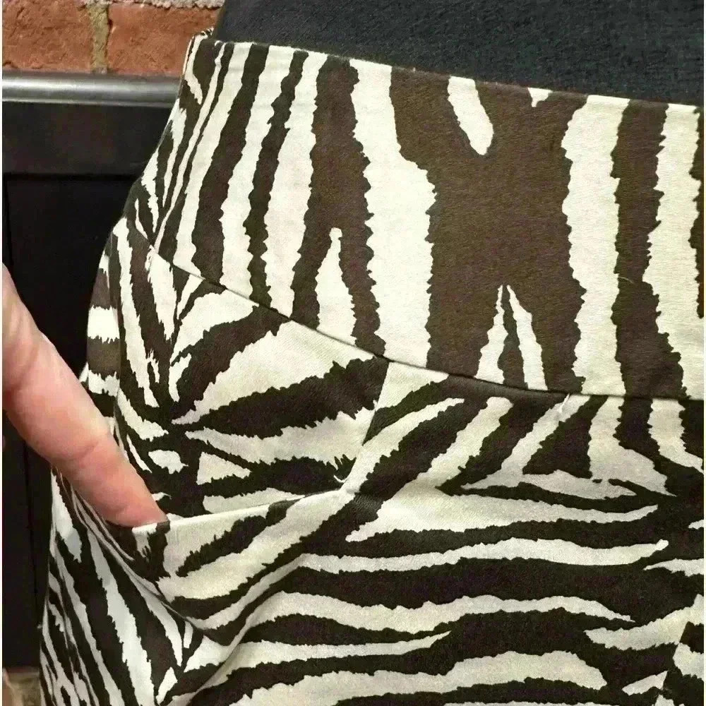 Soft Works Zebra Print Pencil Skirt Brown Cream Stretch Midi Chic Classy Slim 8 - Picture 4 of 16